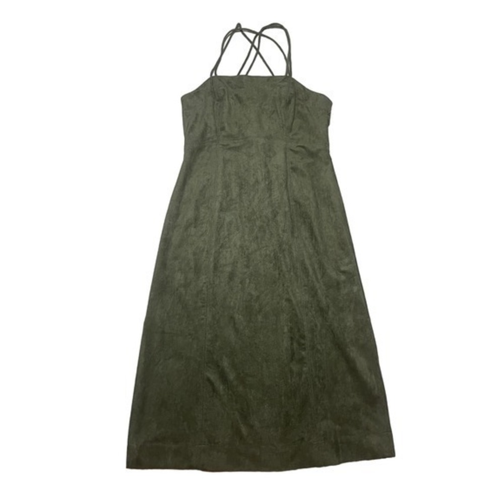 Anthropologie Faux Suede Midi Slip Dress Size 10 Moss Green NWT - Picture 8 of 11